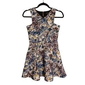 MISS BEHAVE GIRLS Gray Purple Floral Cut Out Sleeveless A Line Skater Dress XL
